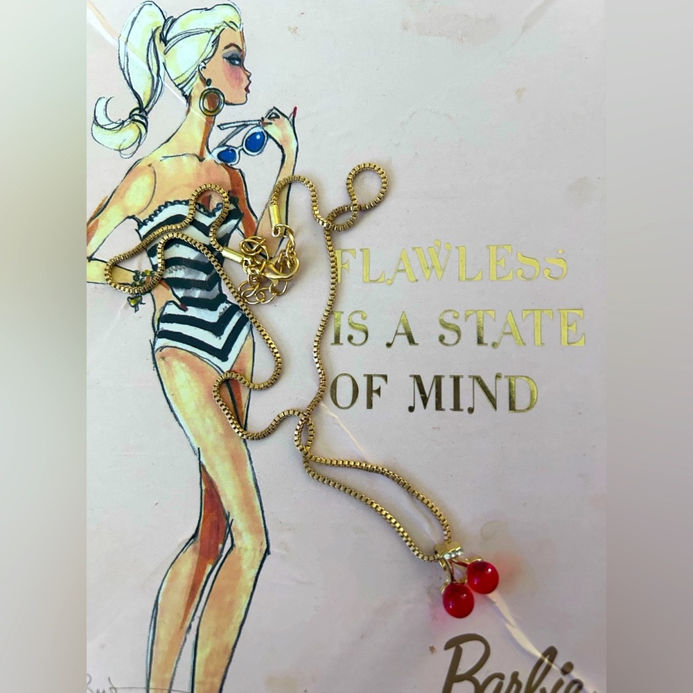 SALE 16” gold chain w cherry cz pendant